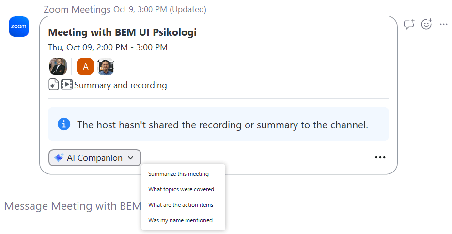 Cara Mengoptimalkan Zoom AI Companion pada Team Chat