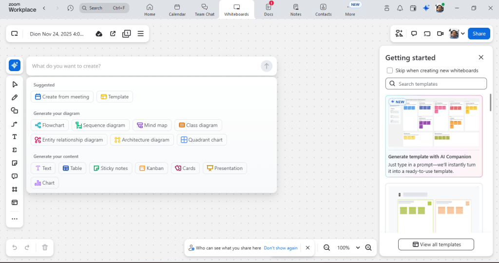 Caara mengoptimalkan Zoom AI Companion pada Whiteboards